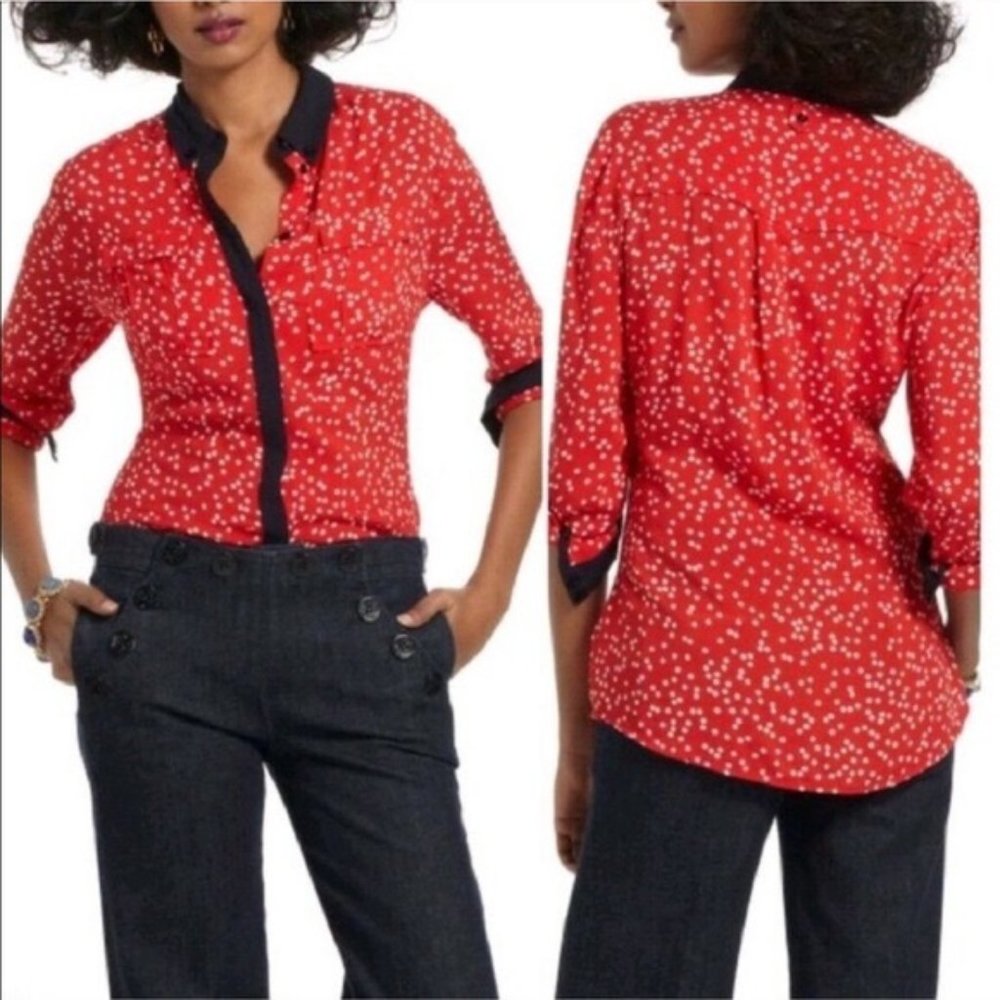 Maeve Anthropologie Polka Dot Blouse Top Size 0